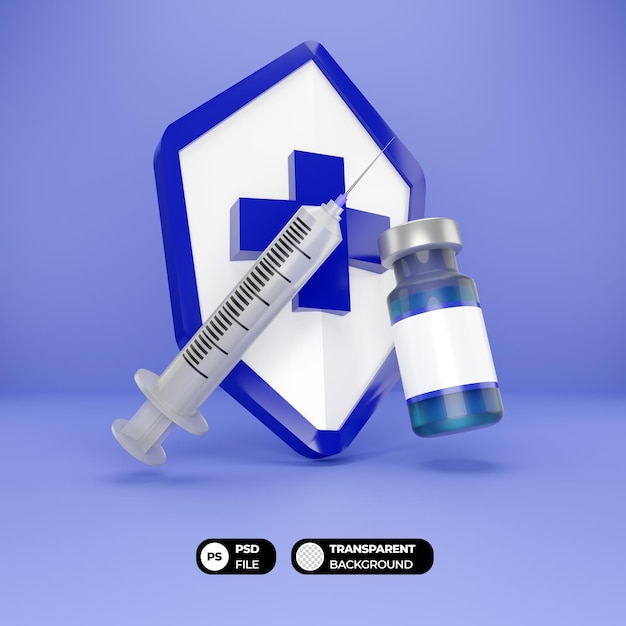 illustration 3d de la campagne de vaccination