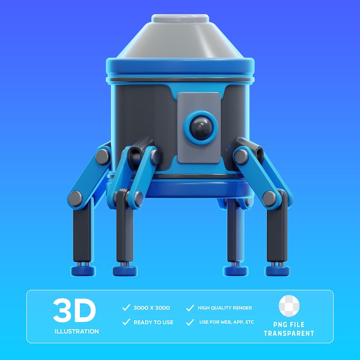 PSD illustration 3d de la capsule spatiale psd