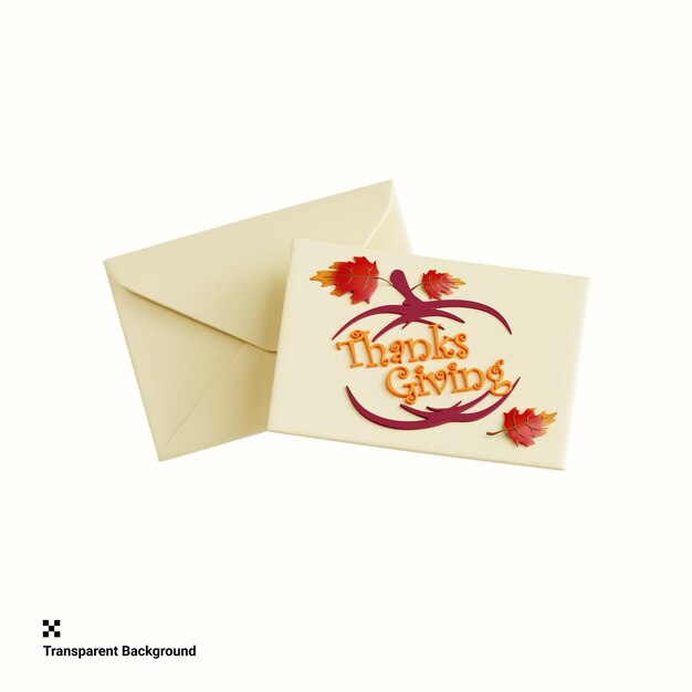 PSD illustration 3d d'une carte de thanksgiving avec des vœux chaleureux et de la gratitude