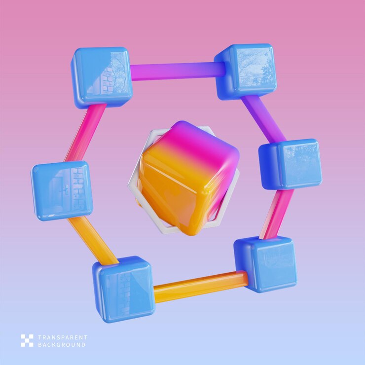 PSD illustration 3d de la chaîne de blocs psd