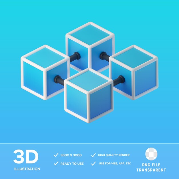 Illustration 3D de la chaîne de blocs PSD