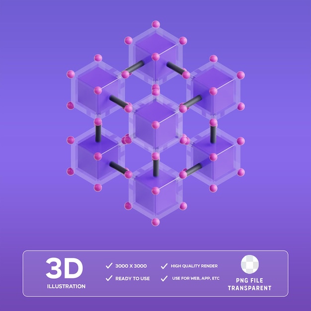Illustration 3D de la chaîne de blocs PSD