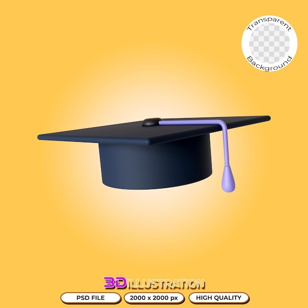 Illustration 3d D'un Chapeau De Graduation Avec Un Fond Transparent