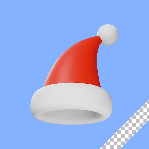 PSD illustration 3d de chapeau de père noël de noël avec fond transparent