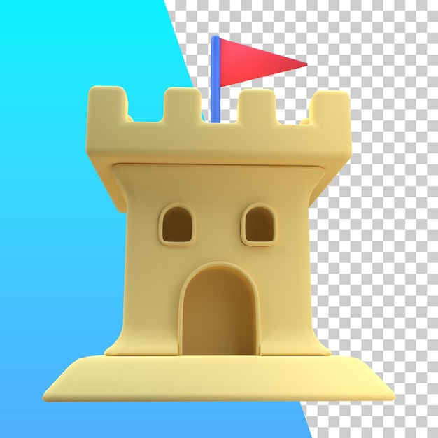 Illustration 3d De Château De Sable Sur Fond Transparent Isolé Psd Premium