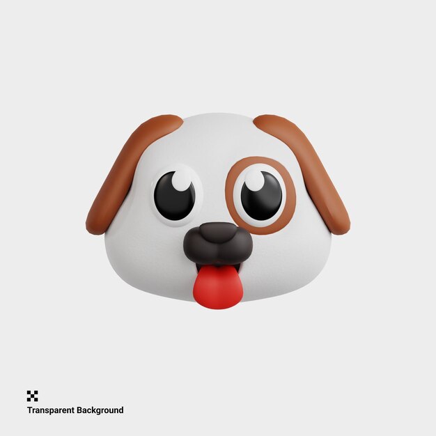 PSD illustration 3d d'un chien avec une langue emoji d'animal