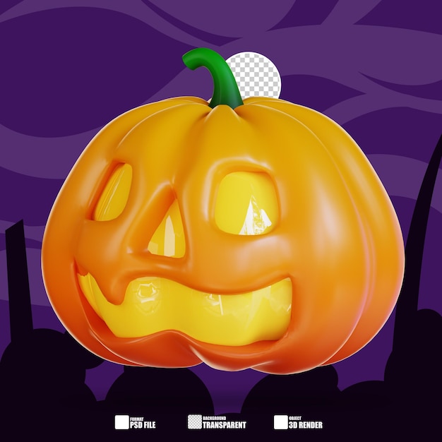 PSD illustration 3d de citrouille d'halloween 1 3