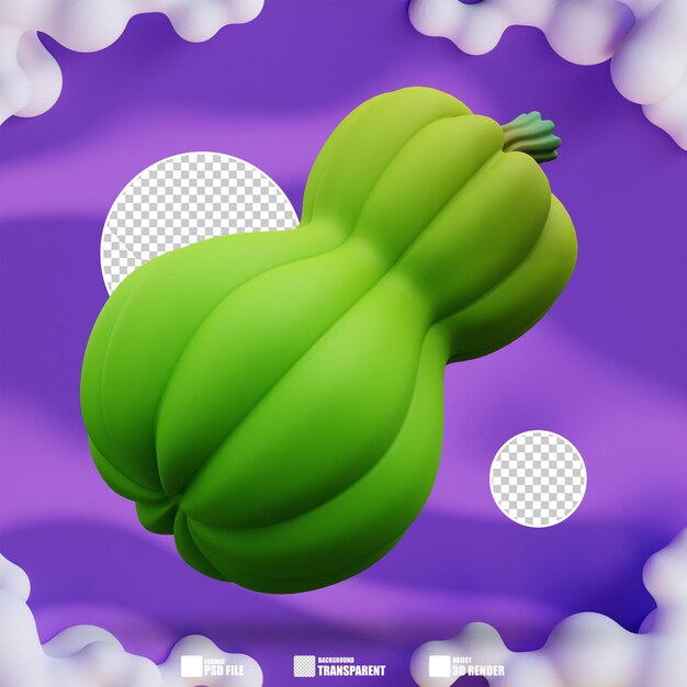 PSD illustration en 3d de la citrouille verte 2