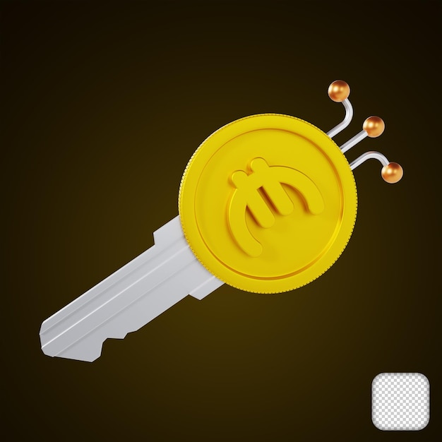 Illustration 3d de la clé de chiffrement de l'euro