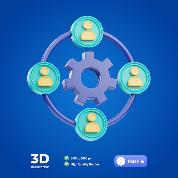 Illustration 3D de la collaboration en équipe