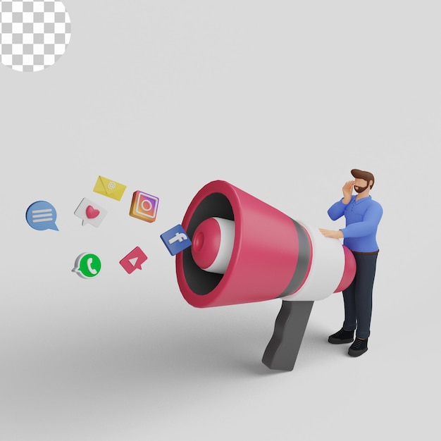 illustration 3D. concept de marketing des médias sociaux