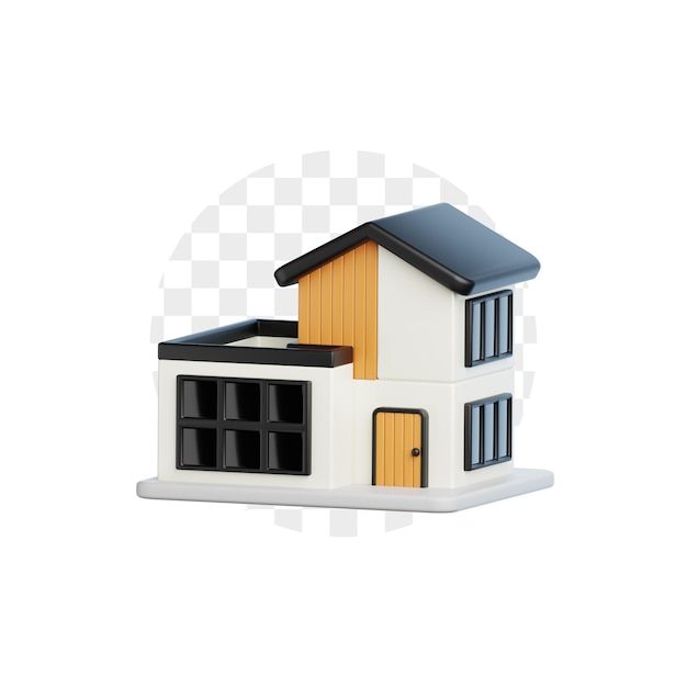 Illustration 3D de la construction d'une maison moderne
