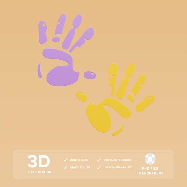 Illustration 3D en couleurs avec timbre à main PSD
