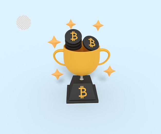 Illustration 3d De La Coupe Gagnante Du Commerce Bitcoin