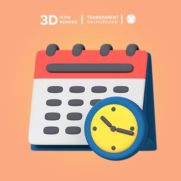 PSD illustration 3d de la date limite du calendrier psd