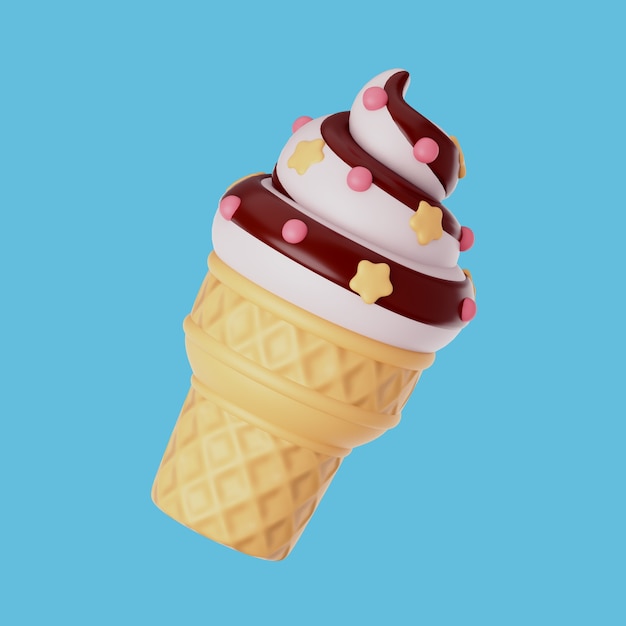 PSD illustration 3d avec un dessert à la crème glacée sucrée