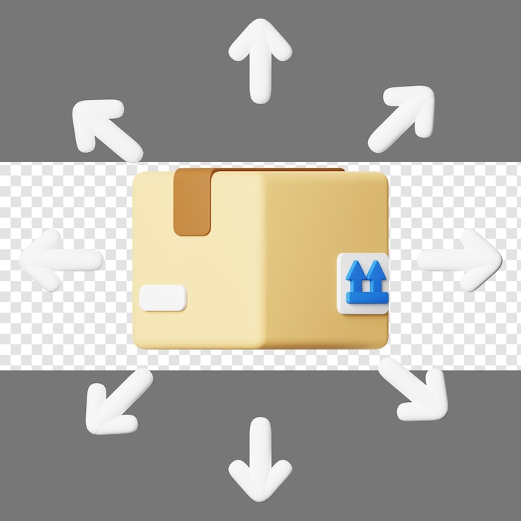 PSD illustration 3d de distribution de colis