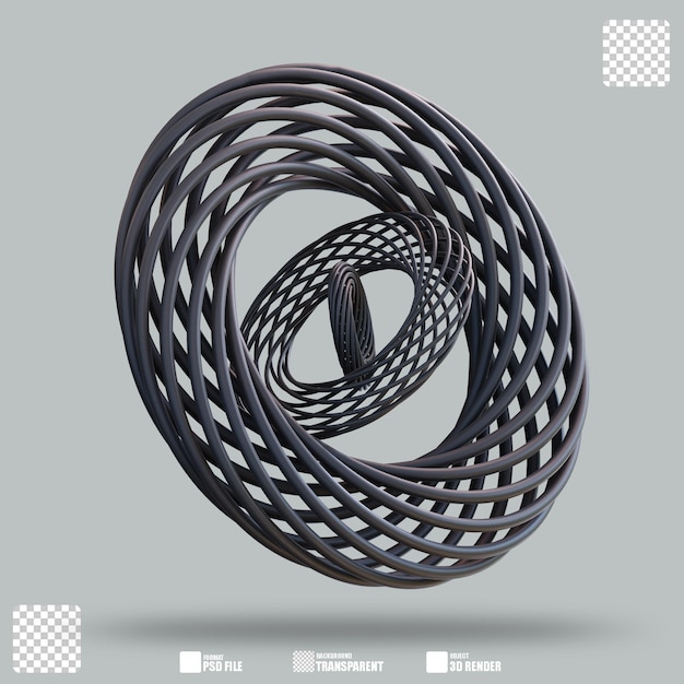 Illustration 3D du cadre filé à triple tore