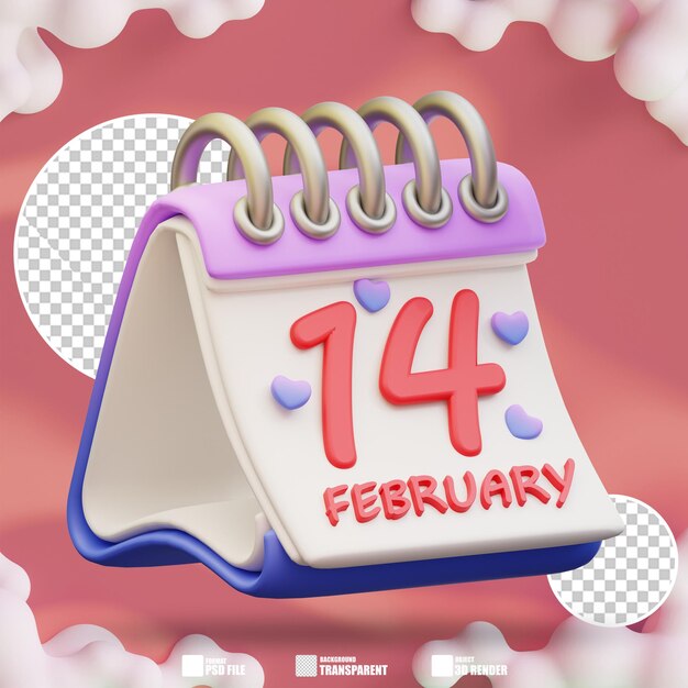 Illustration 3d Du Calendrier De La Saint-valentin 2