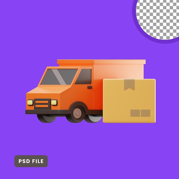 PSD illustration 3d du camion de livraison