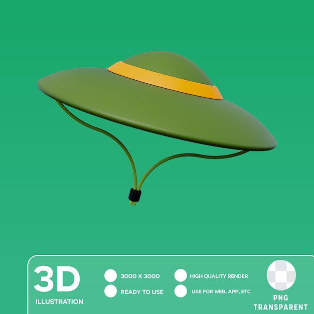 PSD illustration 3d du chapeau de camping psd