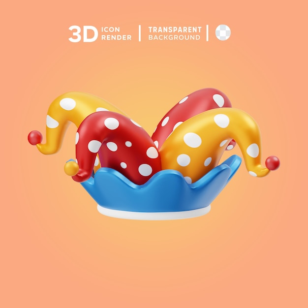 PSD illustration 3d du chapeau de clown psd