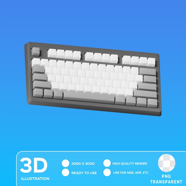 PSD illustration 3d du clavier psd