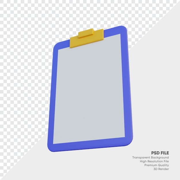 PSD illustration 3d du clipboard vide