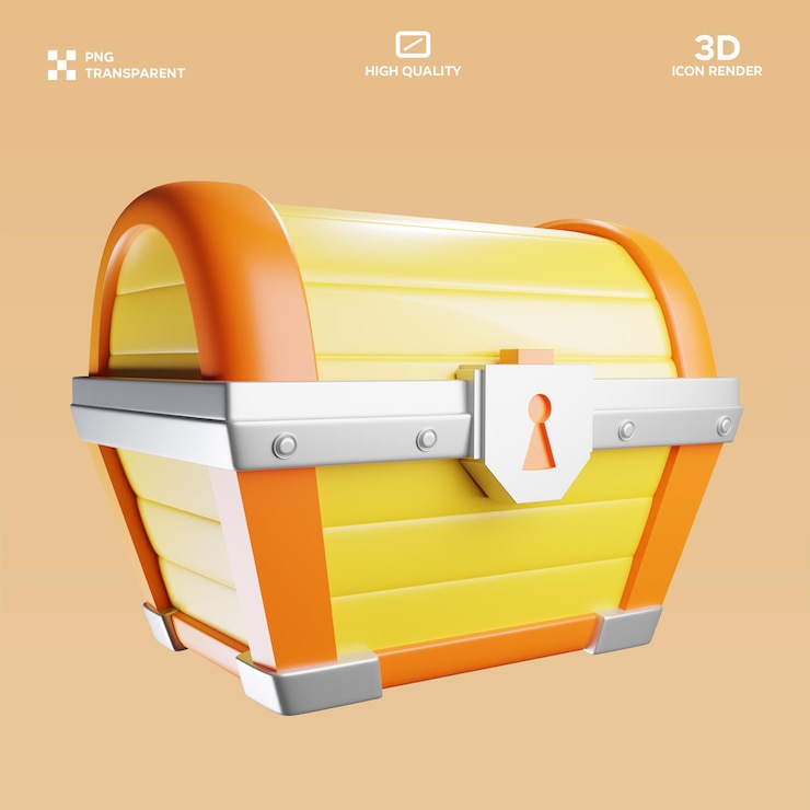 PSD illustration 3d du coffre au trésor de psd