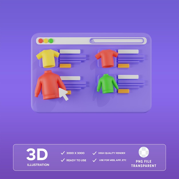 Illustration 3D du commerce électronique sur le Web
