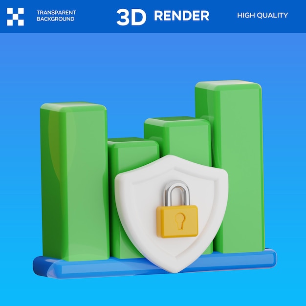 Illustration 3D du commerce sécurisé PSD