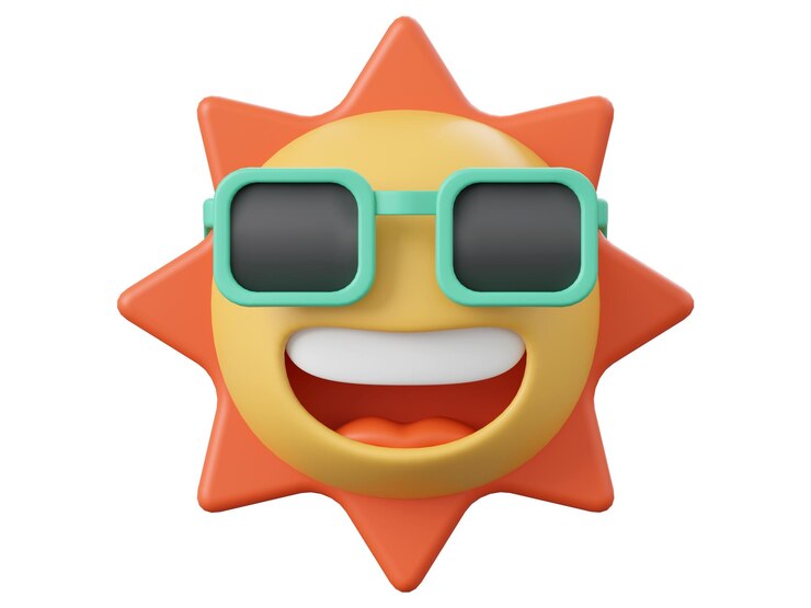 PSD l'illustration 3d du concept d'été de smiley sun