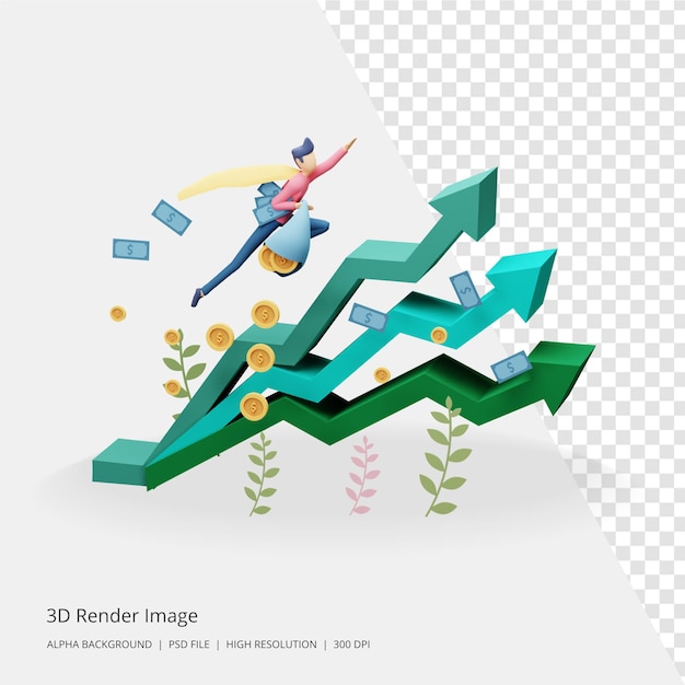 Illustration 3D du concept d'investissement des entreprises