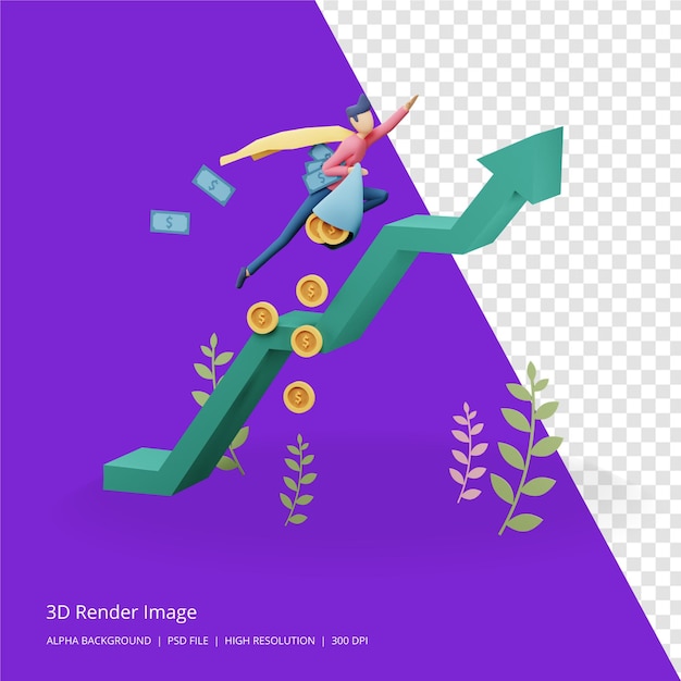 Illustration 3D du concept d'investissement des entreprises