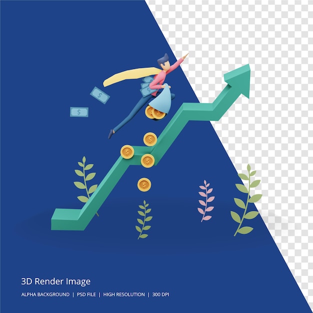 Illustration 3D du concept d'investissement des entreprises