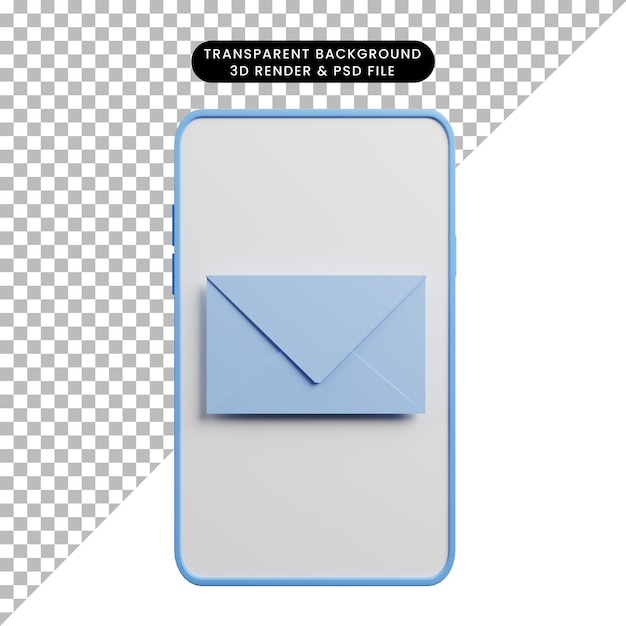 Illustration 3d du concept de service client smartphone avec enveloppe
