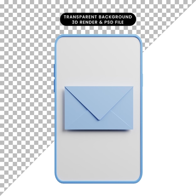 PSD illustration 3d du concept de service client smartphone avec enveloppe