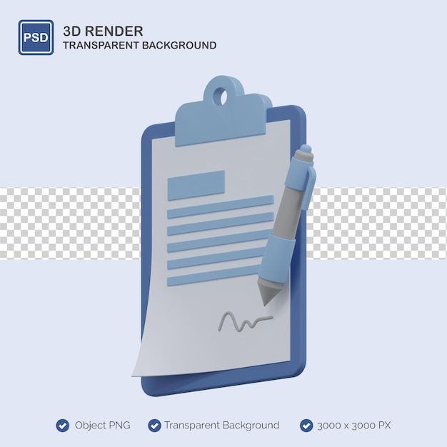 PSD illustration 3d du contrat