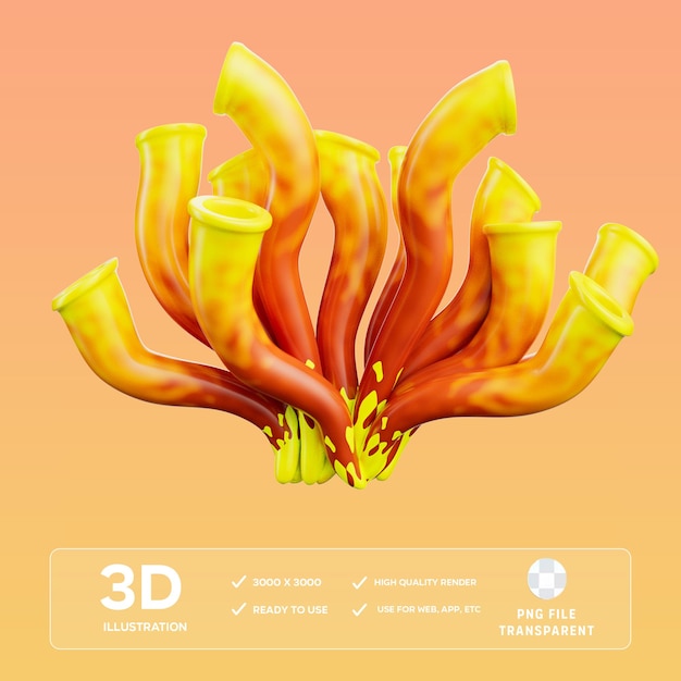 Illustration 3D du corail jaune PSD