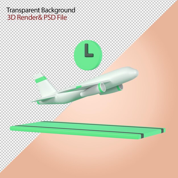 PSD illustration 3d du départ de l'avion