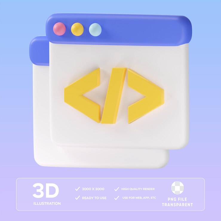 PSD illustration 3d du développement web psd