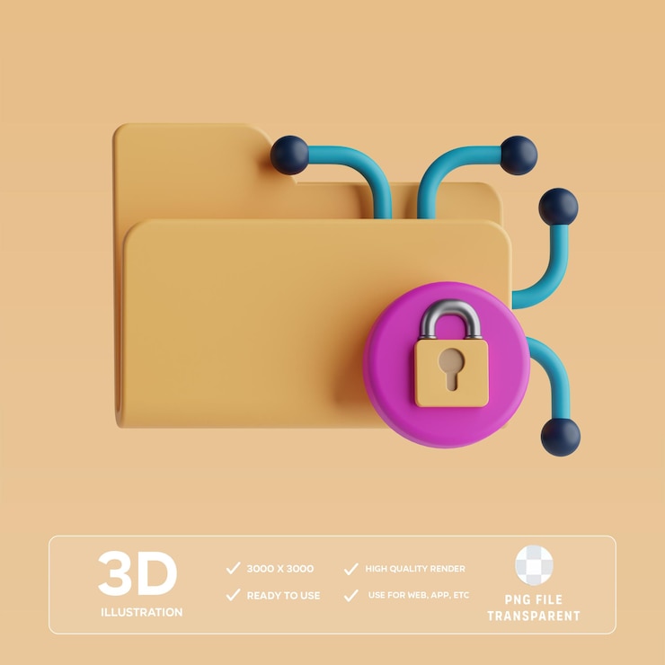 PSD illustration 3d du dossier psd