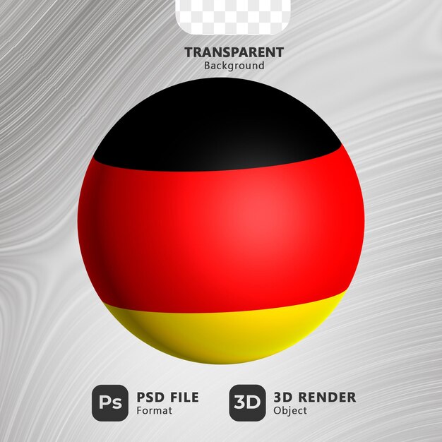 PSD illustration 3d du drapeau de l'allemagne en forme de sphère avec fond transparent