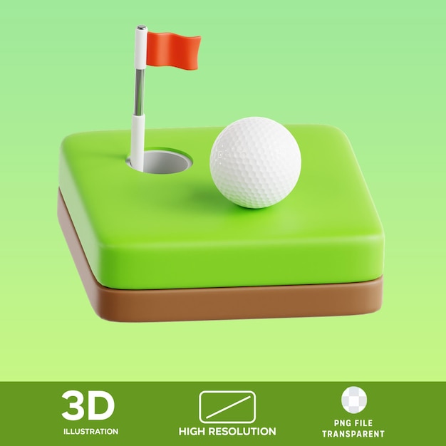 Illustration en 3D du drapeau de golf PSD