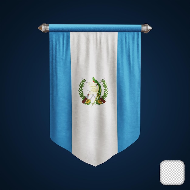 PSD illustration 3d du drapeau guatémaltèque fanion