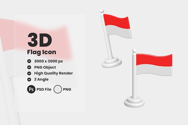 PSD illustration 3d du drapeau indonésien