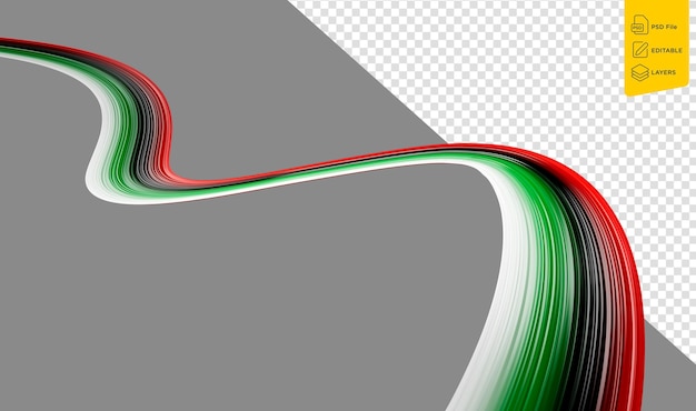 Illustration 3D du fond abstrait ondulé du drapeau des Émirats arabes unis