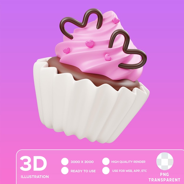 PSD illustration 3d du gâteau en psd