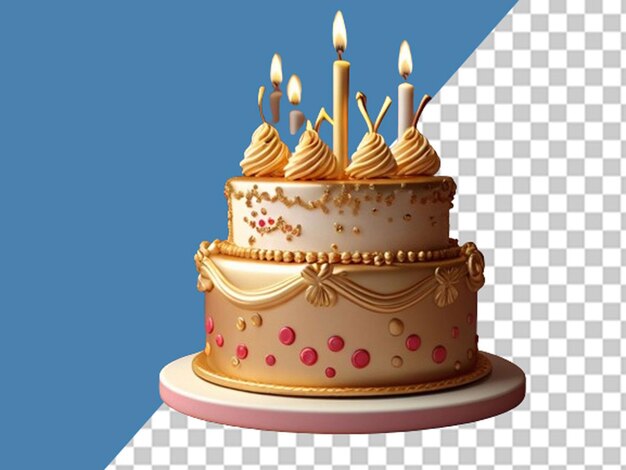 PSD illustration 3d du gâteau de la saint-valentin en or