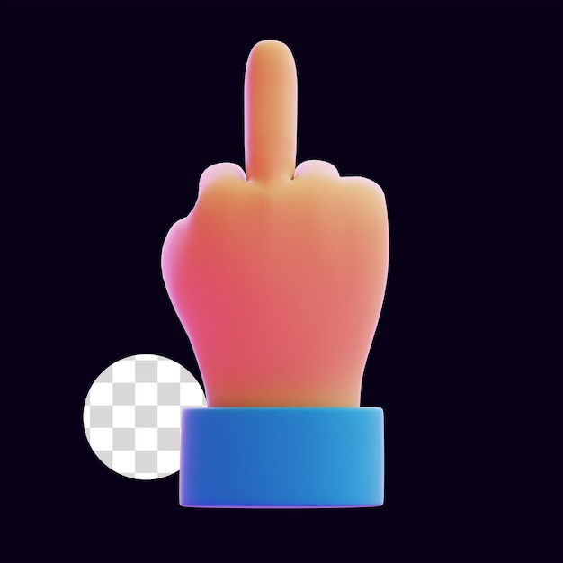 Illustration 3D du geste du doigt du milieu de la main